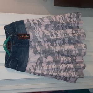 J Star Jean's Denim 4 Tier Pink  Camo Skirt